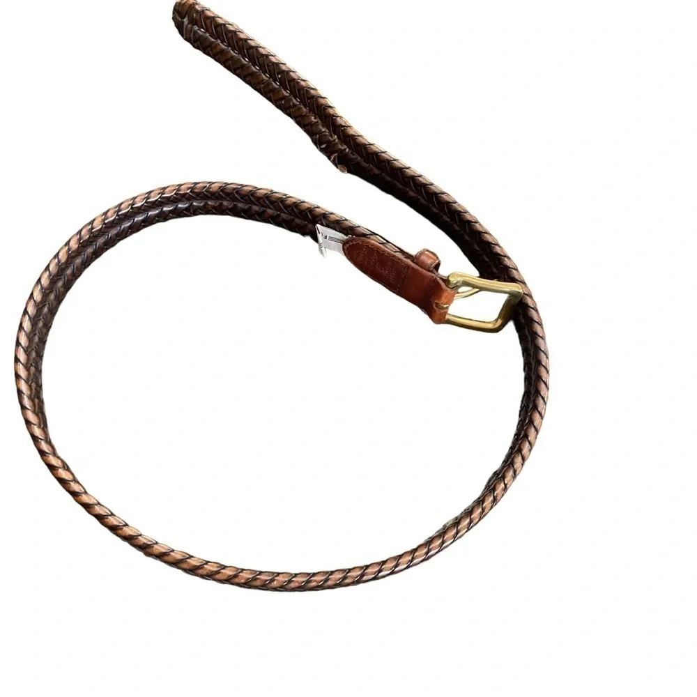 Fossil Men’s Brown Braided Belt Gold Buckle Size 36